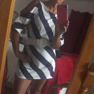 FINAL PRICE Jude Connolly dress tunic blue white stripes S